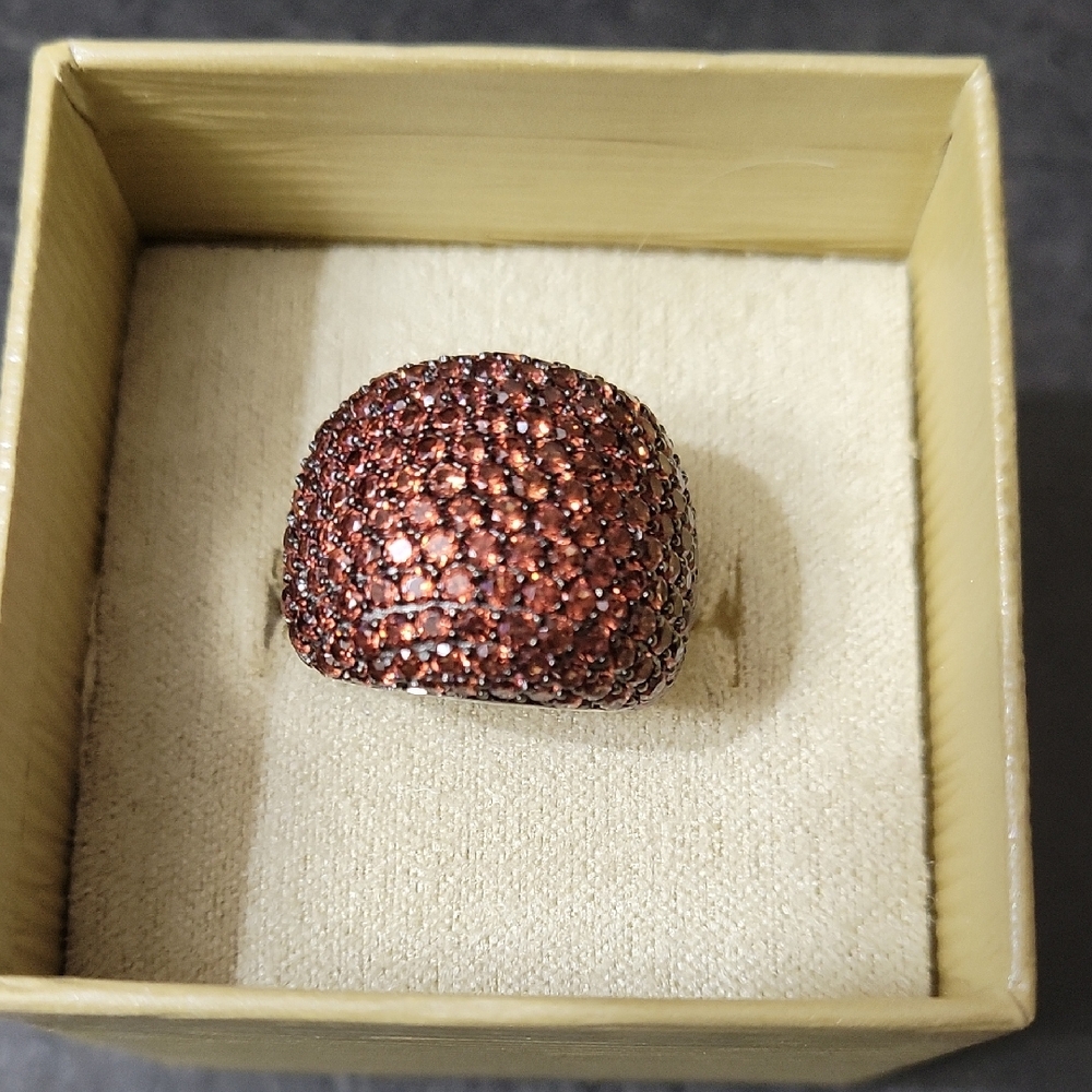 GARNET RHODOLITE DOME STETLING RING NWT CLUSTER